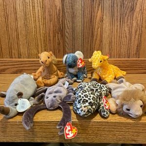 Ty Beanie Babies Safari Exotic Animals Lot of 7